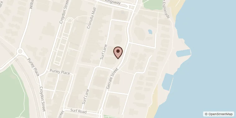 Street map showing 500 Degrees Restaurant Cronulla at Unit 1/1 Ocean Grove Ave, Cronulla