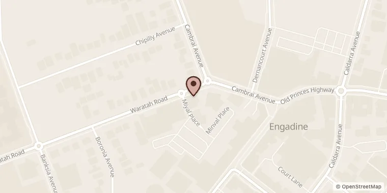 Street map showing ALMO Pizza at 2/10 Waratah Rd, Engadine