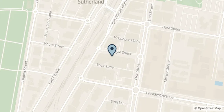 Street map showing Barber on Boyle at 5/16 Boyle St, Sutherland