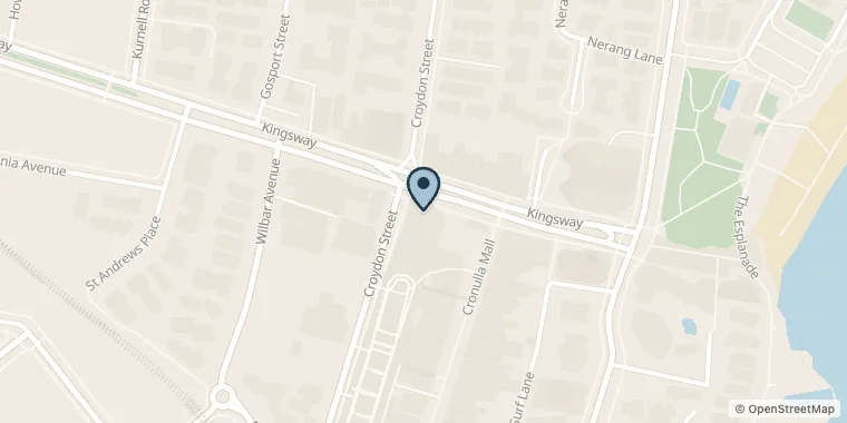 Street map showing Bayside Chiropractic at Ste 209/30 Kingsway, Cronulla