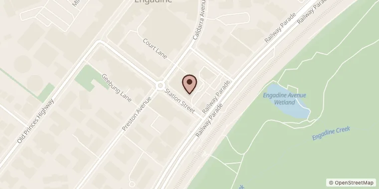 Street map showing Caffe Pancetta at 13-15 Station St, Engadine
