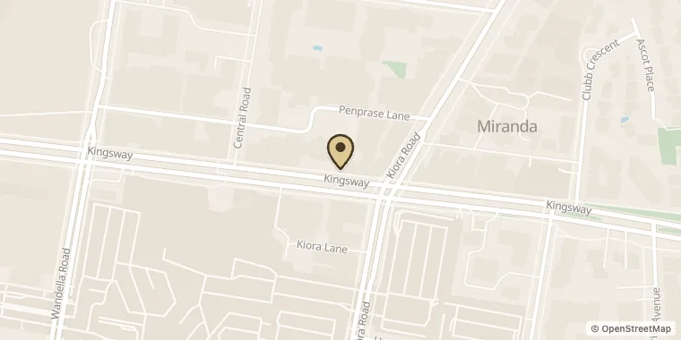 Street map showing Chilton's Antiques & Jewellery at Ste 1/579 Kingsway, Miranda