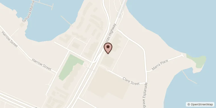 Street map showing De Palm Kitchen at 28 Princes Hwy, Sylvania