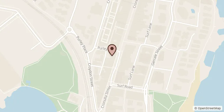 Street map showing Deluxe Gourmet Pizza Cronulla at 59a Cronulla St, Cronulla