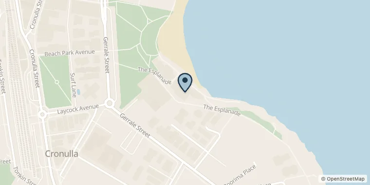 Street map showing Elite Personal Training at 1 The Esplanade, Cronulla