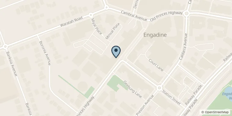 Street map showing Engadine Yoga & Pilates at opposite Engadine Post Office, First Floor/1075 Old Princes Hwy, Engadine