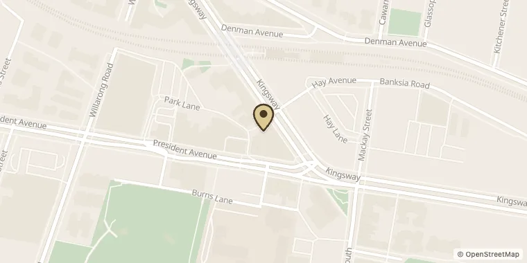 Street map showing Funky Flowers at 1/320 Kingsway, Caringbah