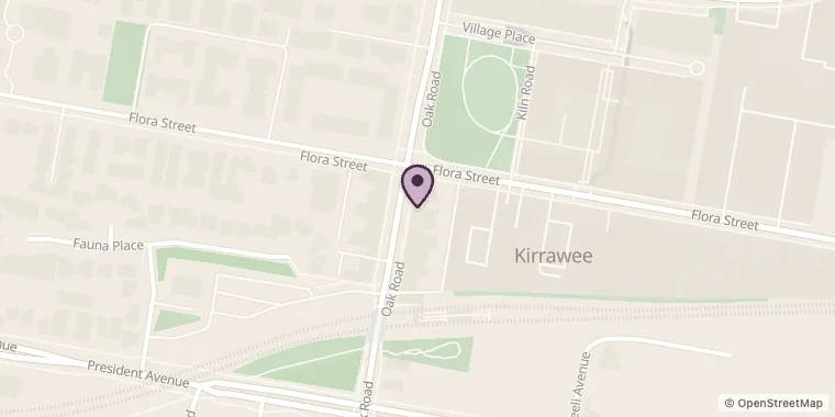Street map showing Great White Tattoo at 140 Oak Rd, Kirrawee