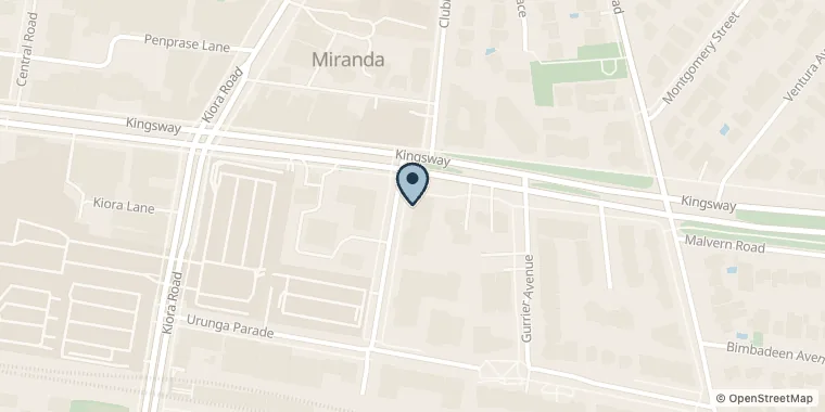 Street map showing Health House Clinics at Suite 4/522 Kingsway, Miranda