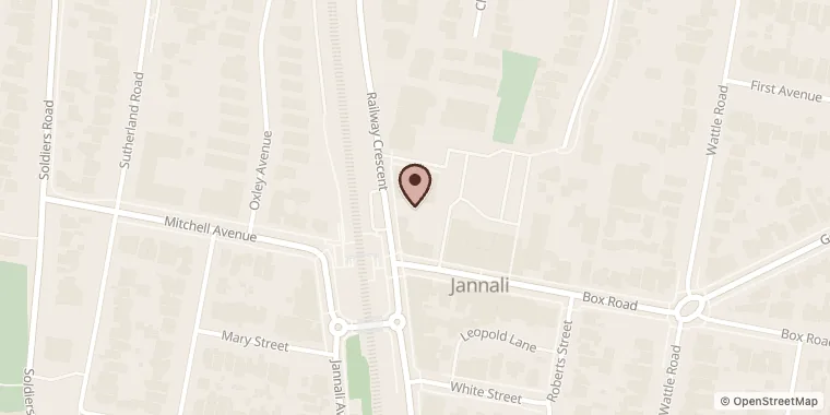 Street map showing Jannali Coffeestation at 56 Railway Cres, Jannali