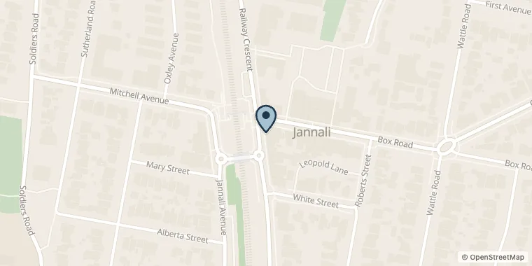 Street map showing Jannali Dental Care at 72 Railway Cres, Jannali