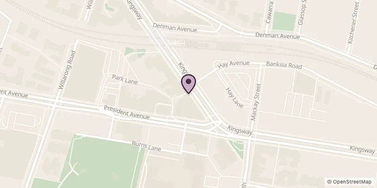 Street map showing Jett Embroidery at 320 Kingsway, Caringbah