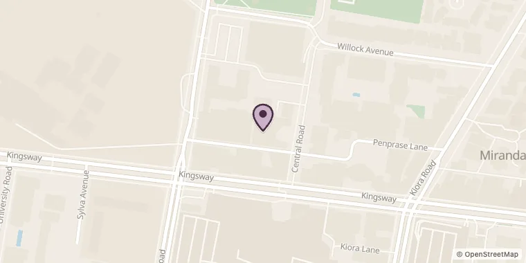 Street map showing Kennedy Music Academy at Unit 15/19-21 Central Rd, Miranda