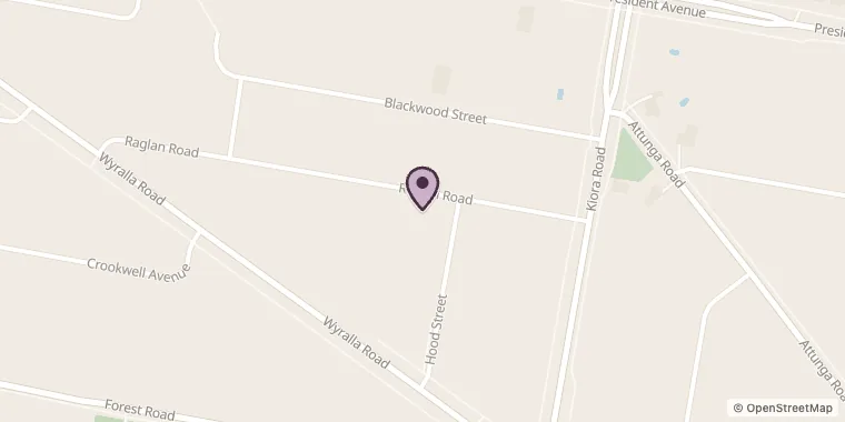 Street map showing Kieran Moore Photography at 1 Hood St, Miranda