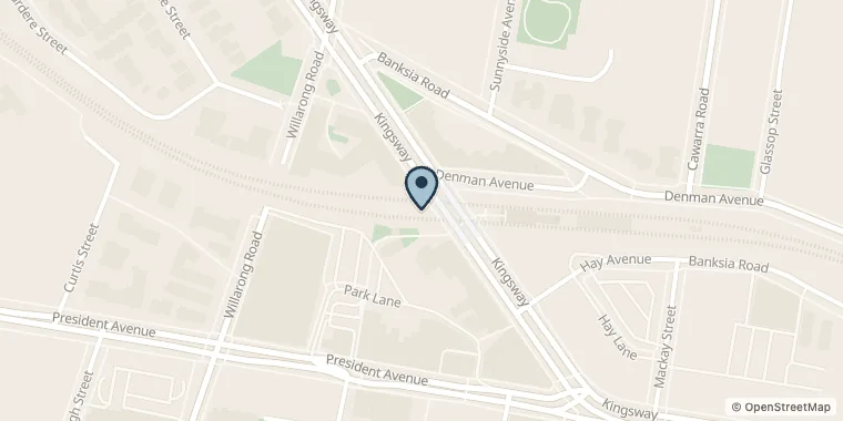 Street map showing Kingsway Barbers at Shop 2/350 Kingsway, Caringbah