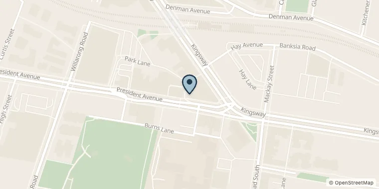 Street map showing LJ Chiropractic Clinic - Caringbah at 1/5 President Ave, Caringbah