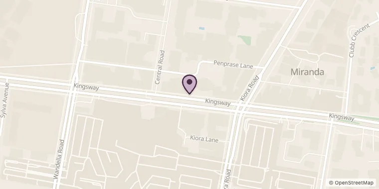 Street map showing Ocean Ink at Ste 3, Level 2/589 Kingsway, Miranda