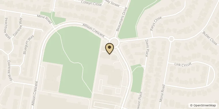 Street map showing Pampered Floof at Shop 19A, 92/96 Allison Cres, Menai