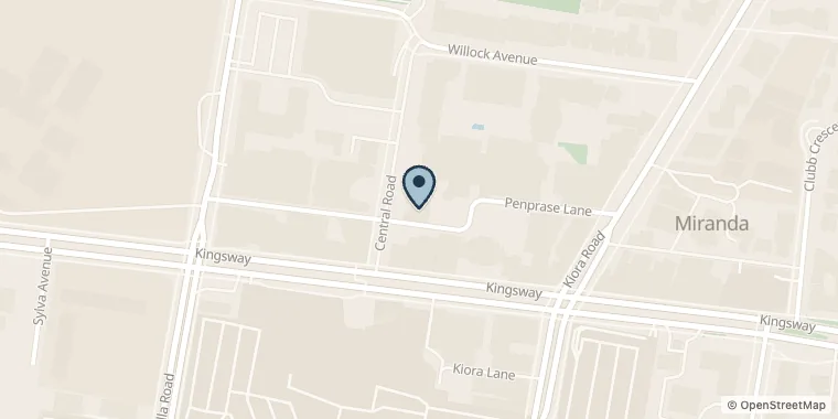 Street map showing PhysioCentral at 3/16 Central Rd, Miranda