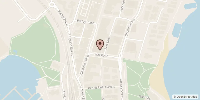 Street map showing Pino's Vino e Cucina at 15 Surf Rd, Cronulla