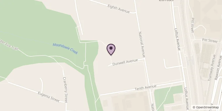 Street map showing Shire Embroidery at 13 Dunwell Ave, Loftus