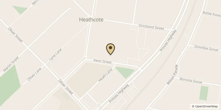Street map showing Sydney Wildflower Nursery at 9 Veno St, Heathcote