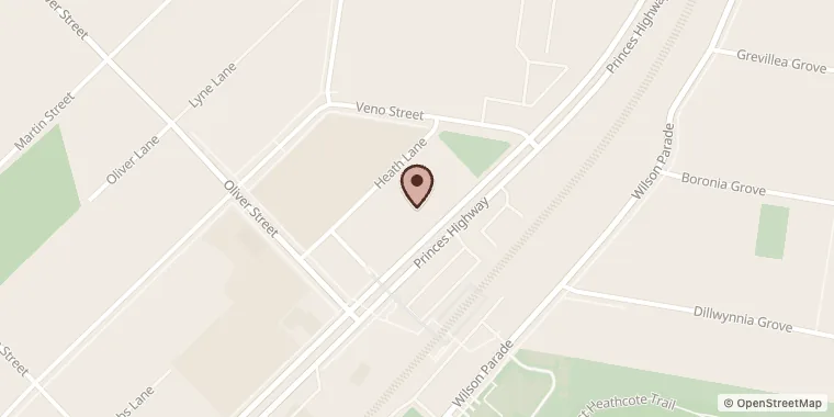 Street map showing The Coffeehouse Heathcote at 1337 Princes Hwy, Heathcote