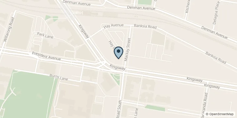 Street map showing Wealthy Gents at 307 Kingsway, Caringbah